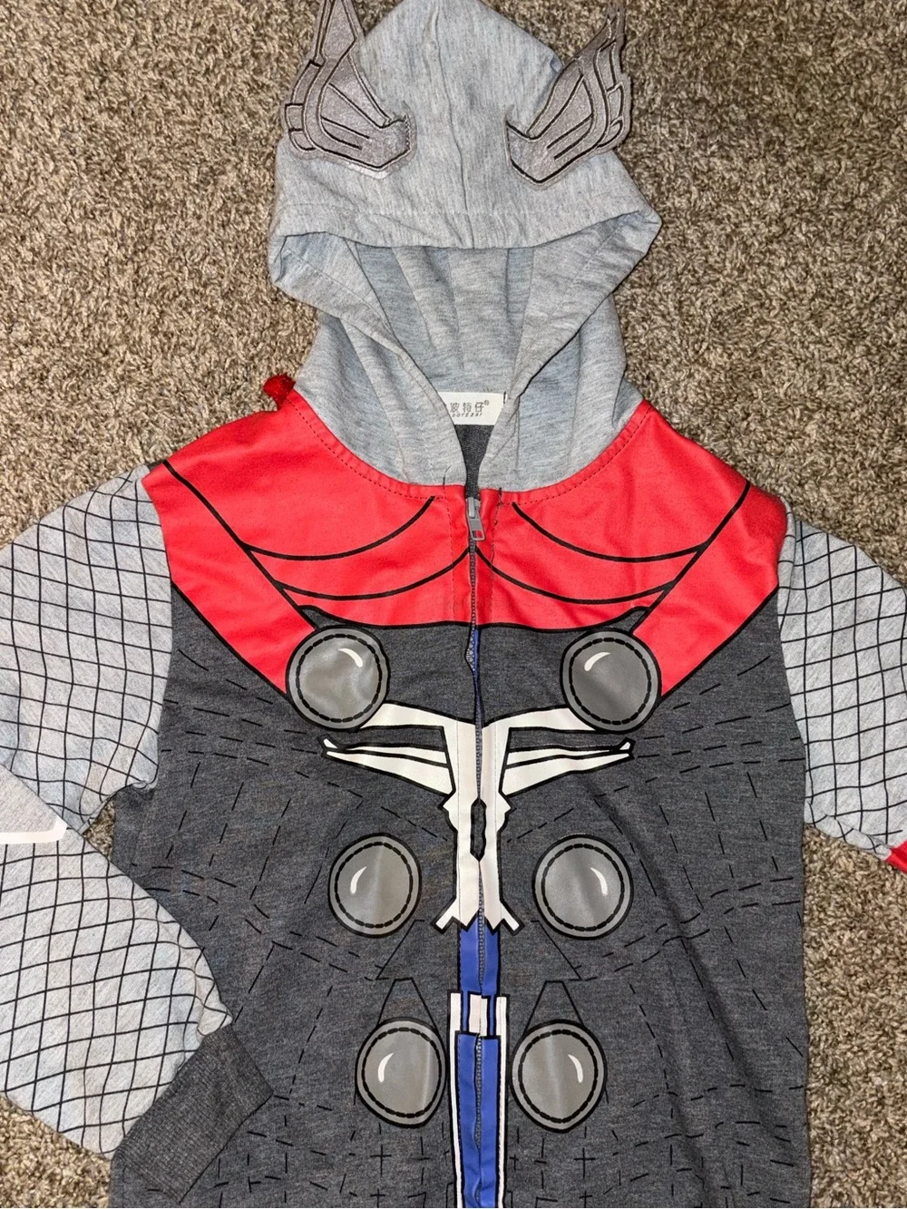 Avengers Thor Kids Red & Gray Thor Costume Hoodie
